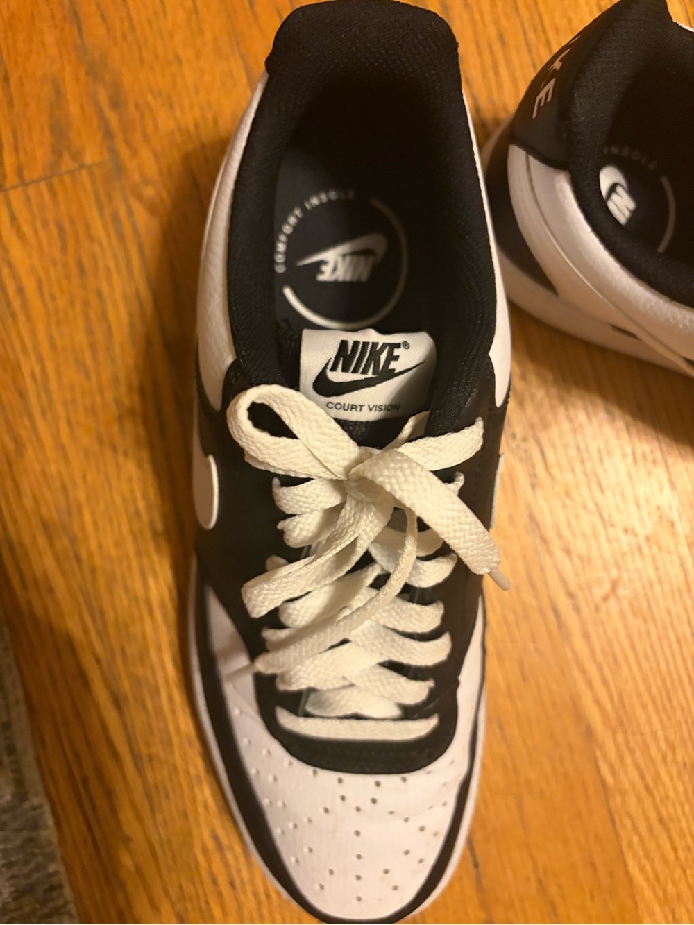 Nike Men’s Court Vision Sneakers in Black and White - Picture 6 of 7